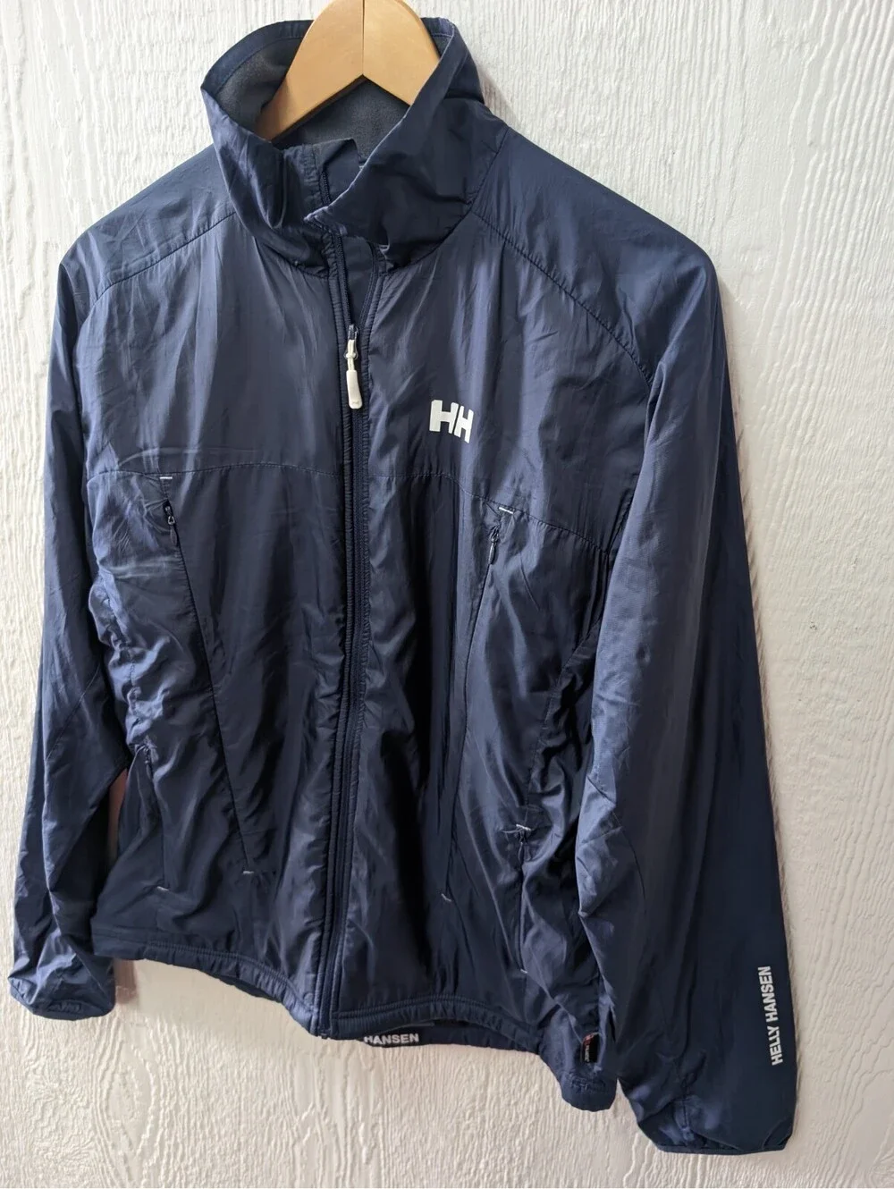 Helly Hansen Windbreaker Jacket Water Resistant Vents Blue H2 Flow Size Medium